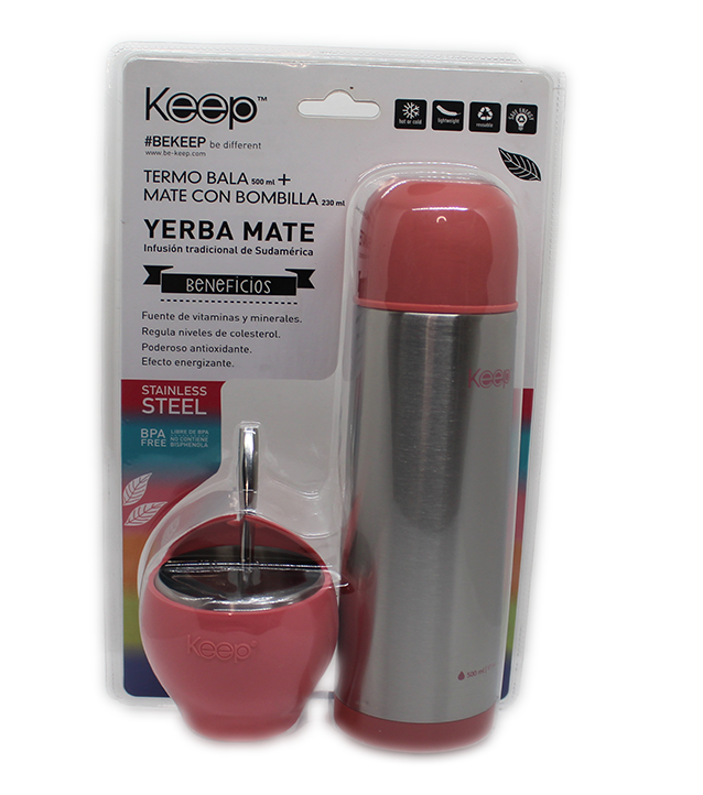 Termo bala 500 ml + Mate con bombilla 230 ml Keep